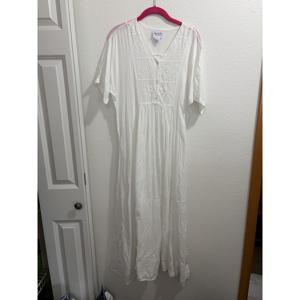 VTG April Cornell Dress Womens Small White Lace Embroidered Cotton Cottagecore